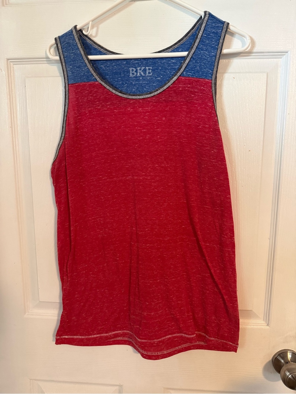 Men’s BKE Buckle Brand Red Tank with Blue Trim